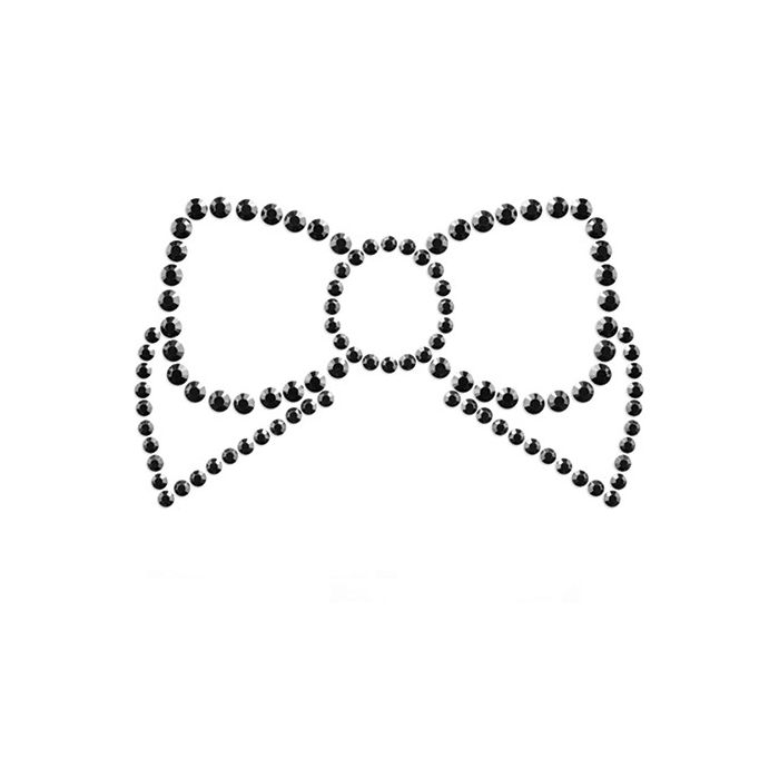 Bijoux de seins autocollant Mimi noeud noir