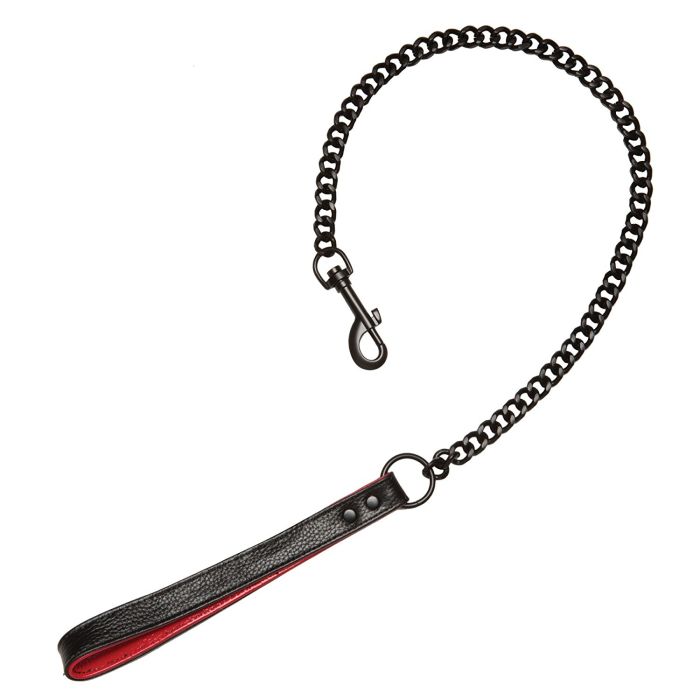 KINK - Leather Handler's Leash - Black & Red by Doc Johnson