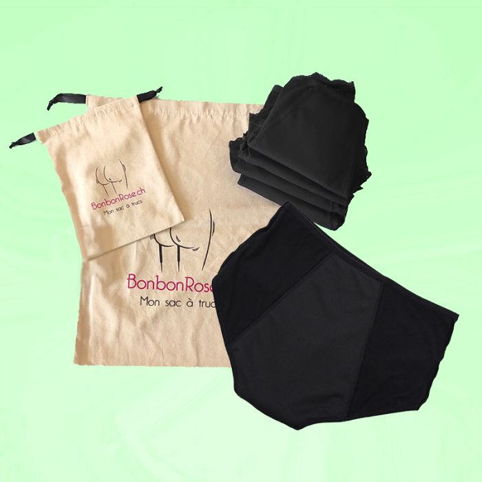 5er-Pack schwarze Menstruationshöschen – Shorty-Schnitt mit hoher Taille – Größe XL (Schweizer Größe M)