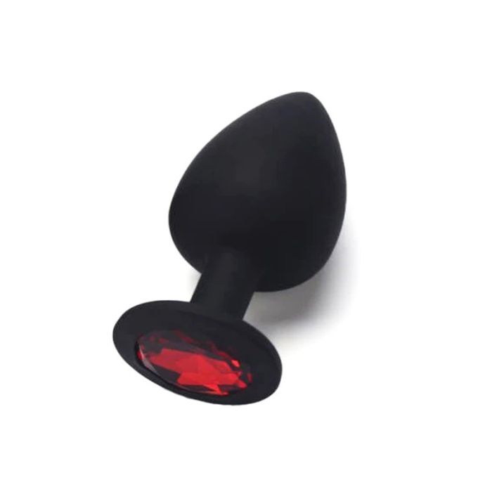 Plug anal en silicone avec strass rouge taille S
