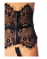 Campana Elegant Lace Garterbelt with Stockings Size L Black by 7 Heaven