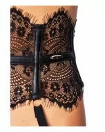 Campana Elegant Lace Garterbelt with Stockings Size S Black by 7 Heaven