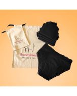 5er-Pack schwarze Menstruationshöschen mit hoher Taille und floraler Spitze – Größe XL
