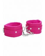 Plush Leather Hand Cuffs - Pink by Ouch!