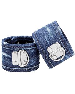 Denim Ankle Cuffs - Roughend Denim Style - Blue by Ouch!