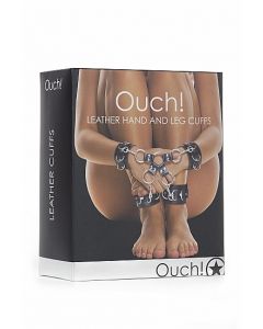 Leather Hand And Legcuffs - Black by Ouch!
