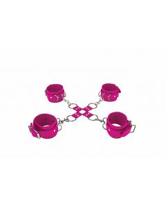 Leather Hand And Legcuffs - Pink by Ouch!
