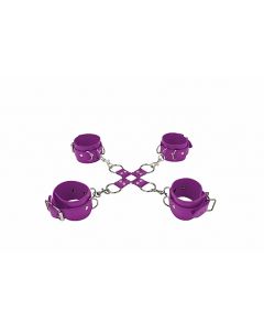 Leather Hand And Legcuffs - Purple by Ouch!