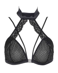 Open front triangle bra Black Size L by Les Jupons de Tess