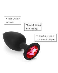 Plug anal en silicone avec strass rouge taille M