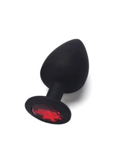 Plug anal en silicone avec strass rouge taille M