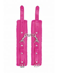Plush Leather Hand Cuffs - Pink by Ouch!