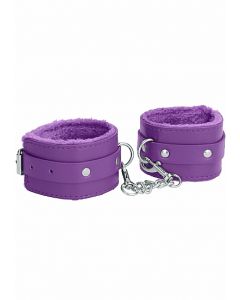 Plush Leather Hand Cuffs - Purple by Ouch!