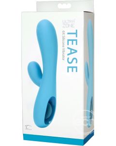 UltraZone Tease 6x Rabbit Style Silicone Vibe - Blue by Topco